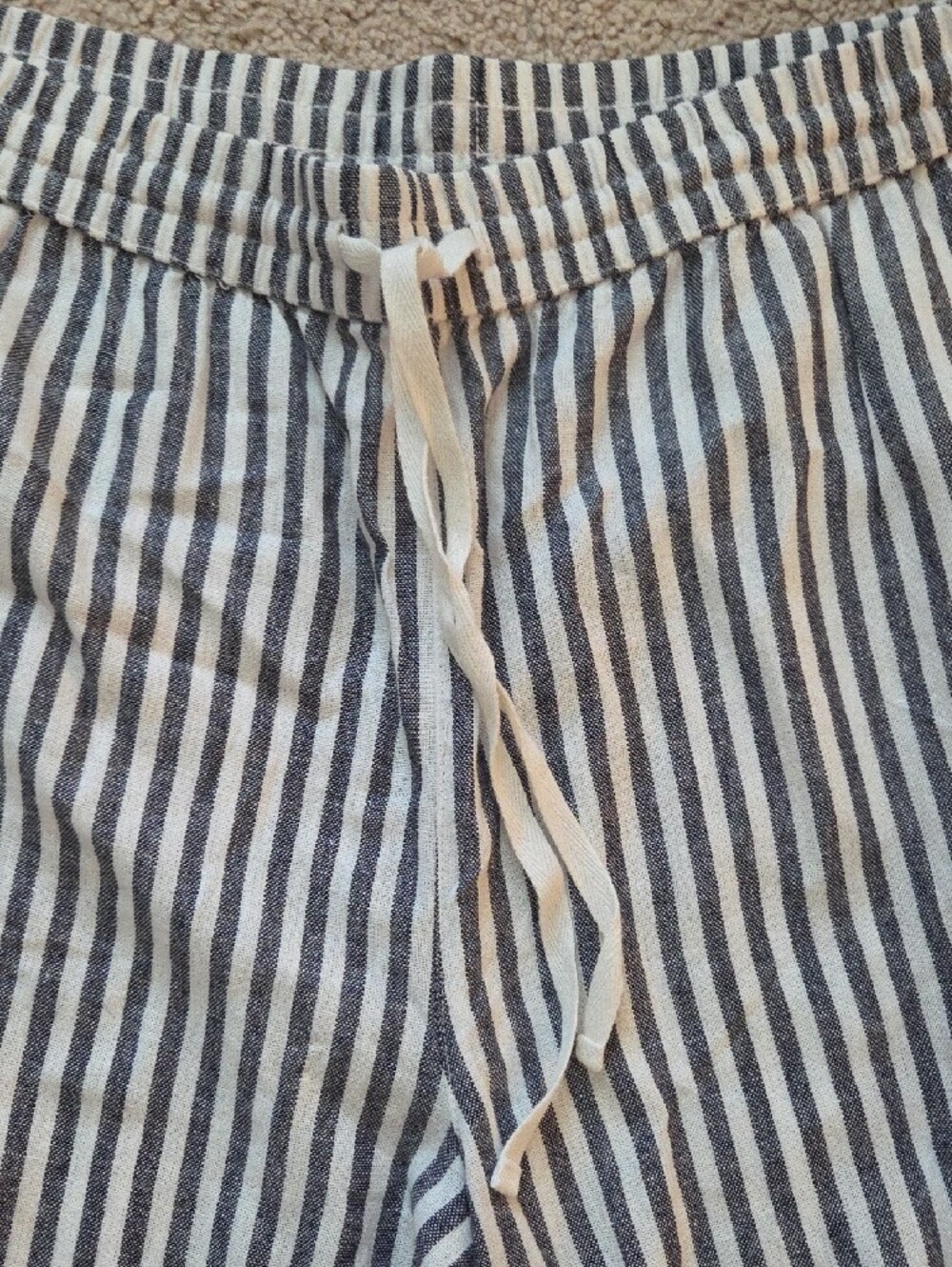Caslon Navy and White Striped Cropped Drawstring Pants - Picture 4 of 6